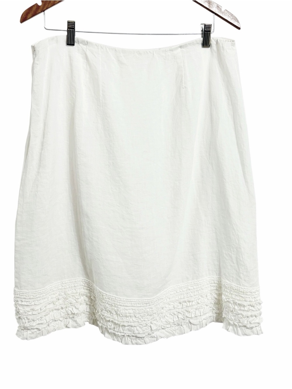 Eileen Fisher Irish Handkerchief Linen Ruffle Skirt M White NWT Quiet Luxury - Picture 4 of 8